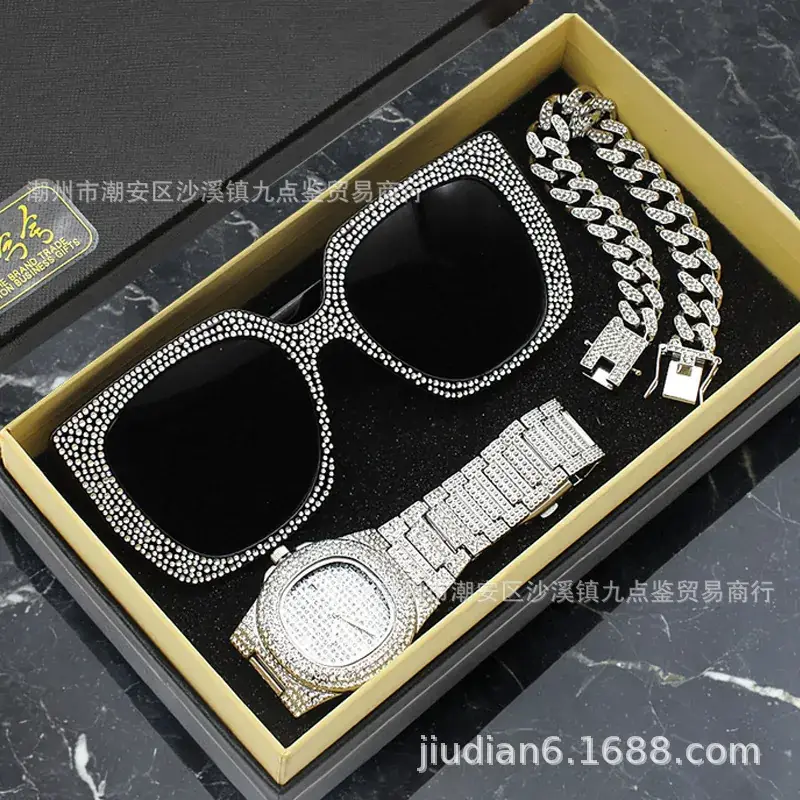 Men 3PC Gold Plated Wristwatch Set with Bracelet - Image 6