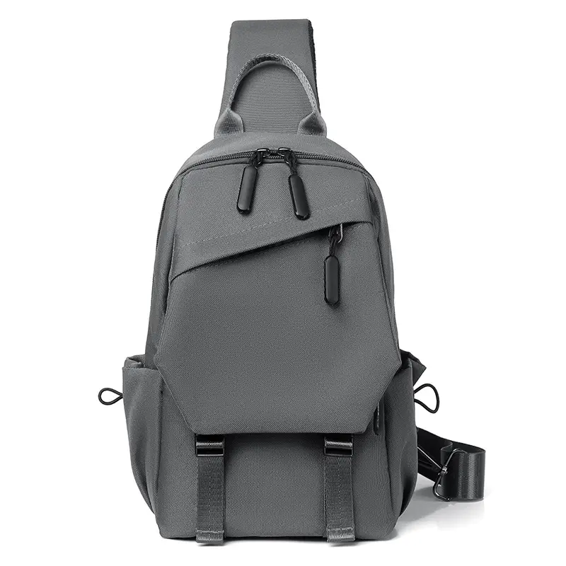 Men's Grey Multi-Functional Chest Backpack with Adjustable Strap - Image 3