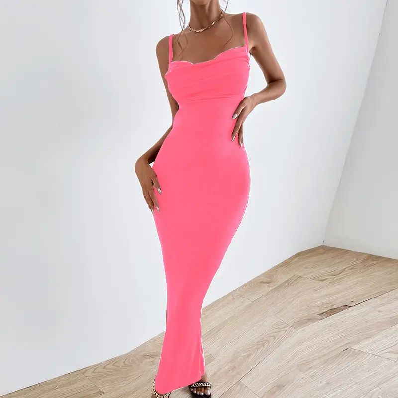 Women's Backless Slim Fitted Dress Brown 2024 - Image 6