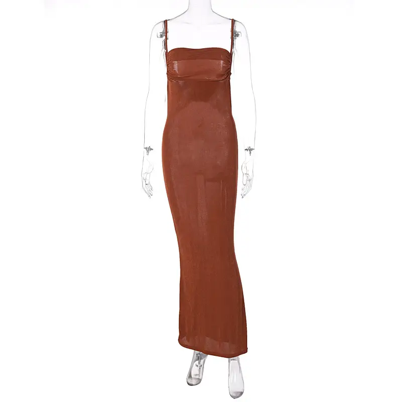 Women's Backless Slim Fitted Dress Brown 2024 - Image 2
