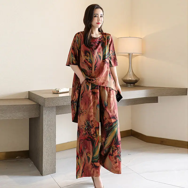Summer Cotton Linen Shirt Capri Set for Women - Image 4
