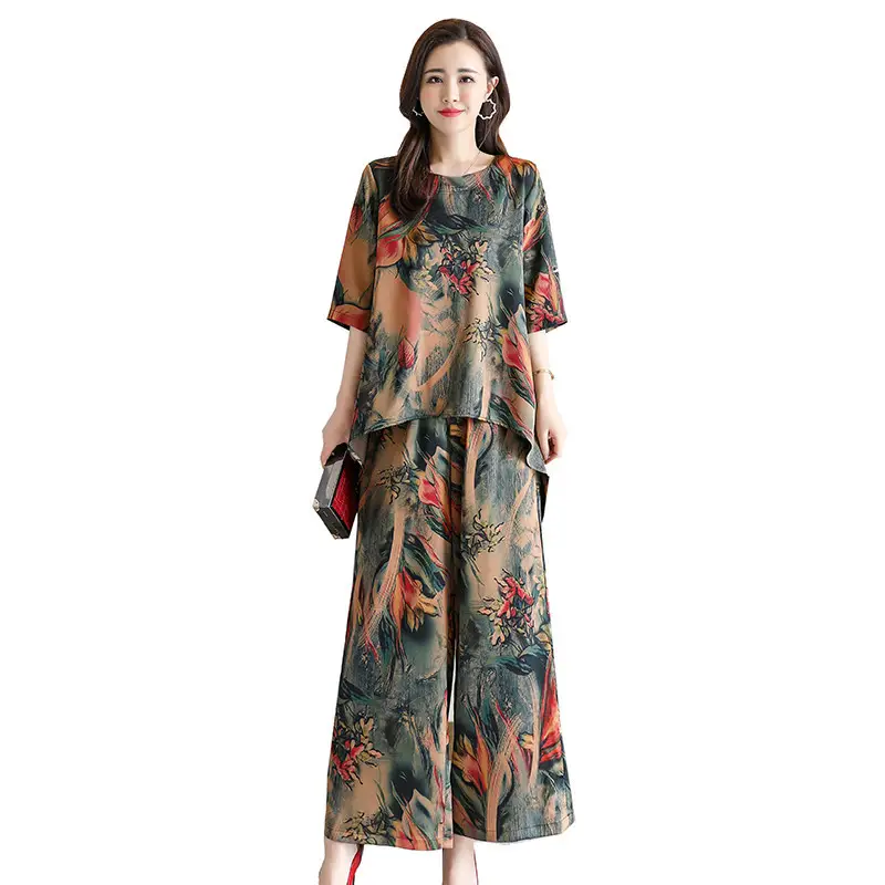 Summer Cotton Linen Shirt Capri Set for Women - Image 5