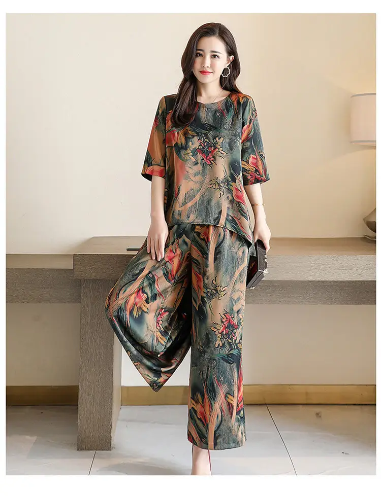 Summer Cotton Linen Shirt Capri Set for Women — feature 12