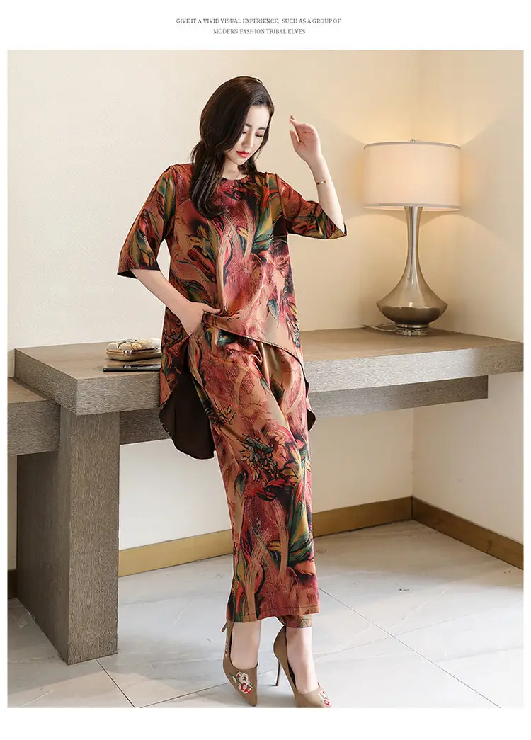 Summer Cotton Linen Shirt Capri Set for Women — feature 17