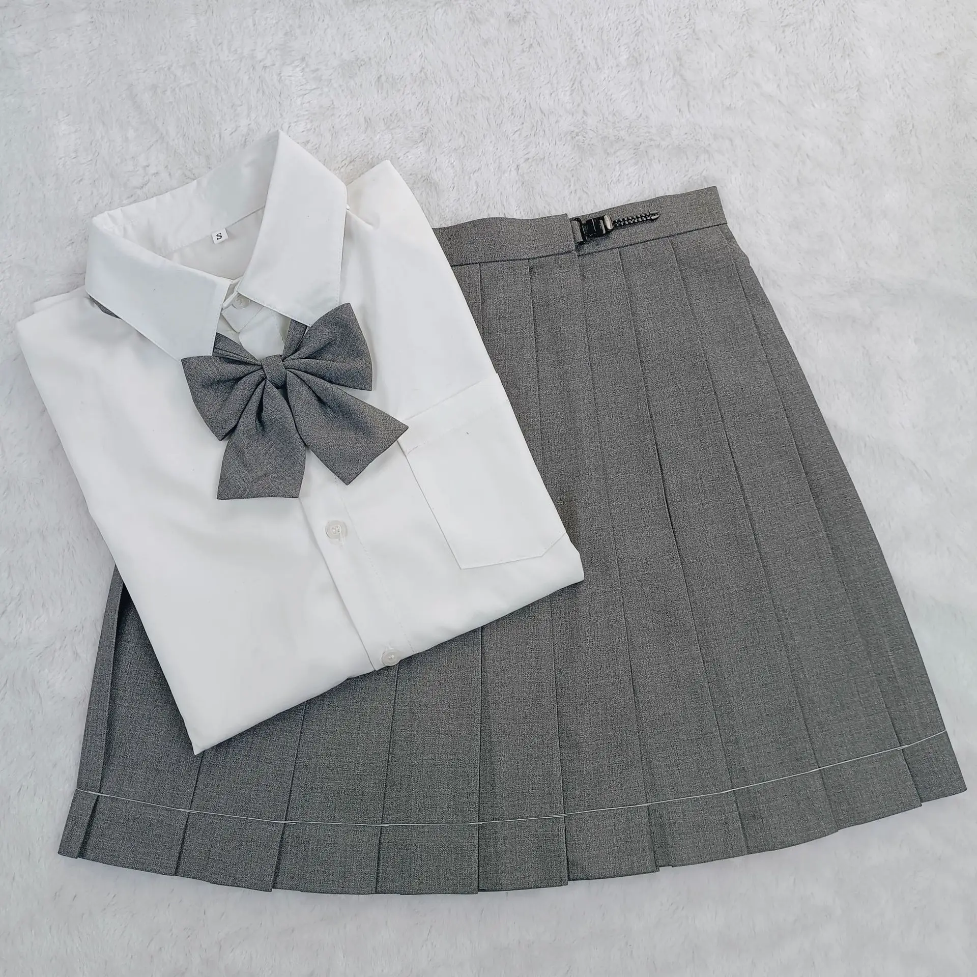 White Pleated Bow Skirt 42cm College Style - Image 5