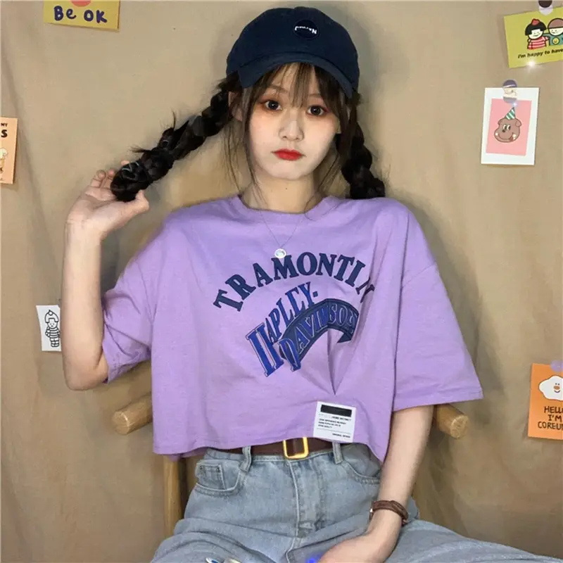 Women Short Sleeve T-Shirt White Framontin Print Summer 2025 - Image 5