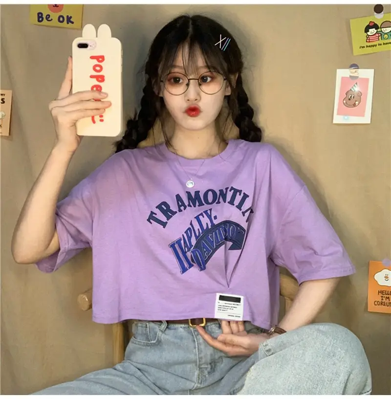Women Short Sleeve T-Shirt White Framontin Print Summer 2025 — feature 10