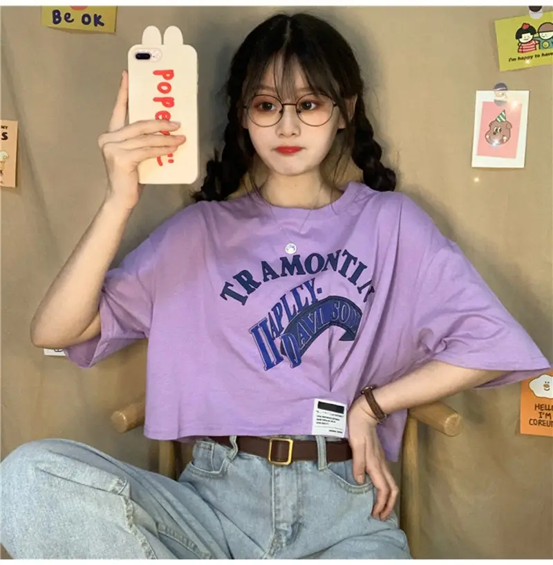 Women Short Sleeve T-Shirt White Framontin Print Summer 2025 — feature 11