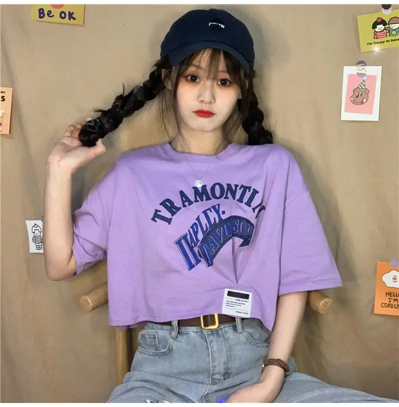 Women Short Sleeve T-Shirt White Framontin Print Summer 2025 — feature 12