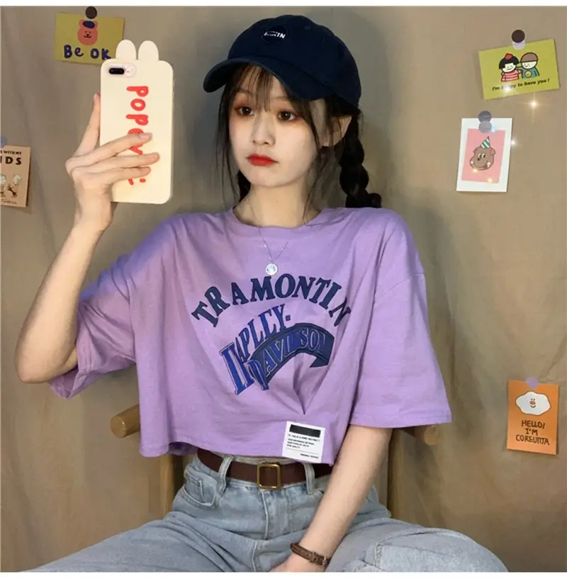 Women Short Sleeve T-Shirt White Framontin Print Summer 2025 — feature 15