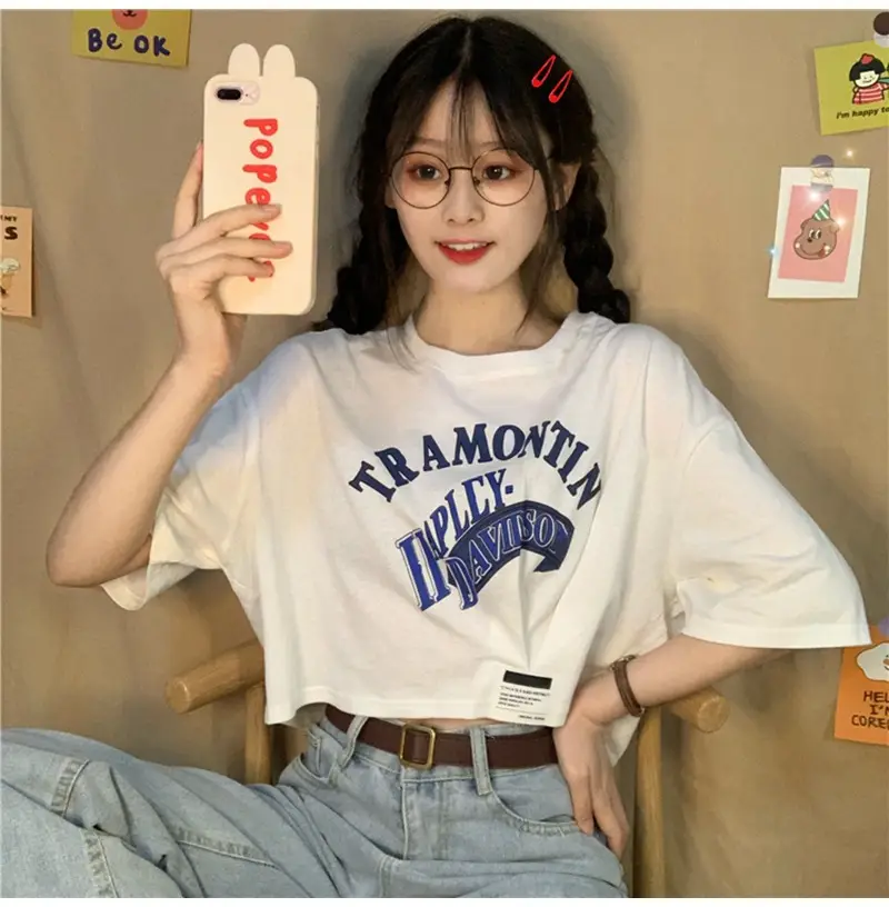 Women Short Sleeve T-Shirt White Framontin Print Summer 2025 — feature 3