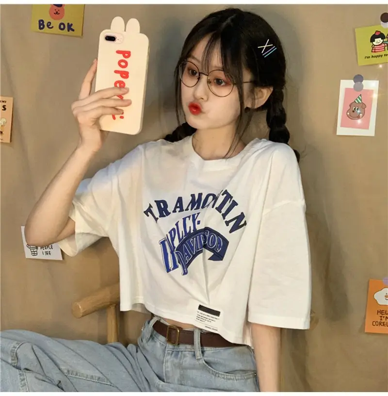 Women Short Sleeve T-Shirt White Framontin Print Summer 2025 — feature 4
