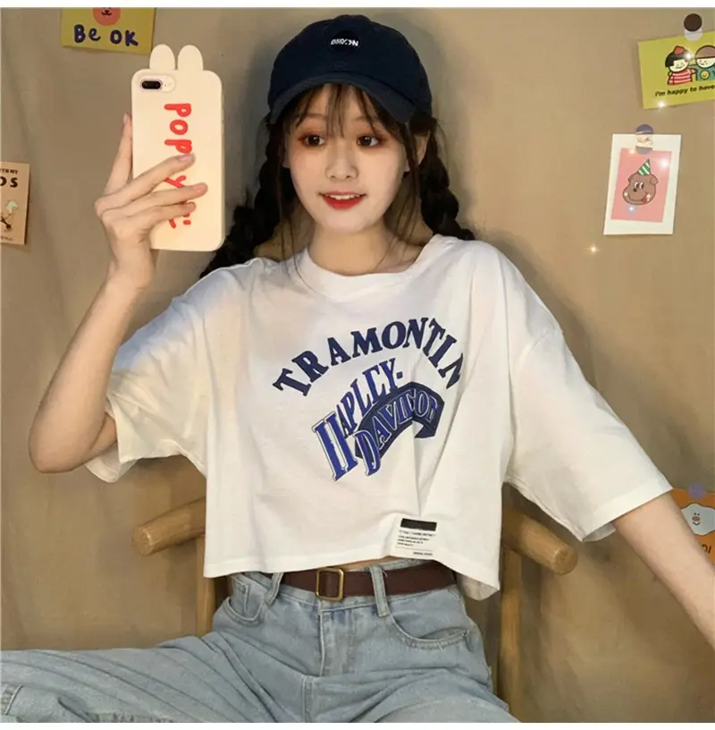 Women Short Sleeve T-Shirt White Framontin Print Summer 2025 — feature 6