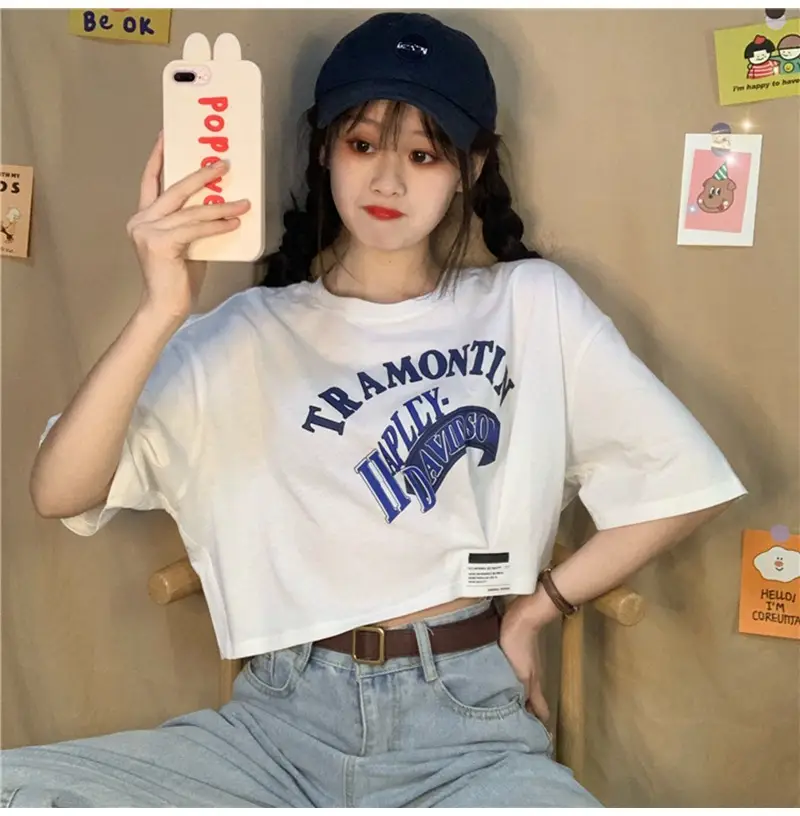 Women Short Sleeve T-Shirt White Framontin Print Summer 2025 — feature 8