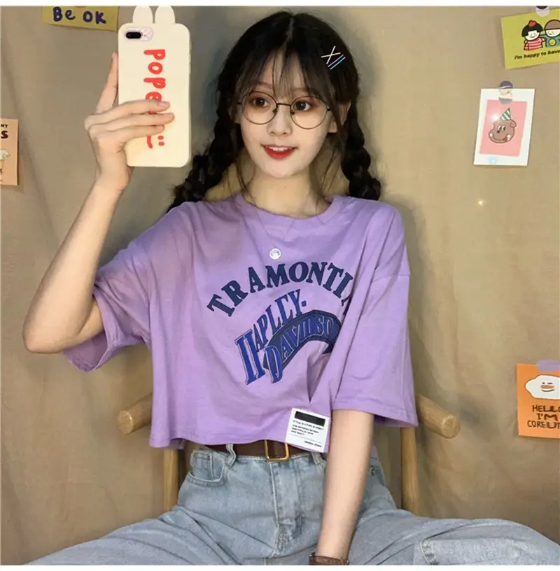 Women Short Sleeve T-Shirt White Framontin Print Summer 2025 — feature 9