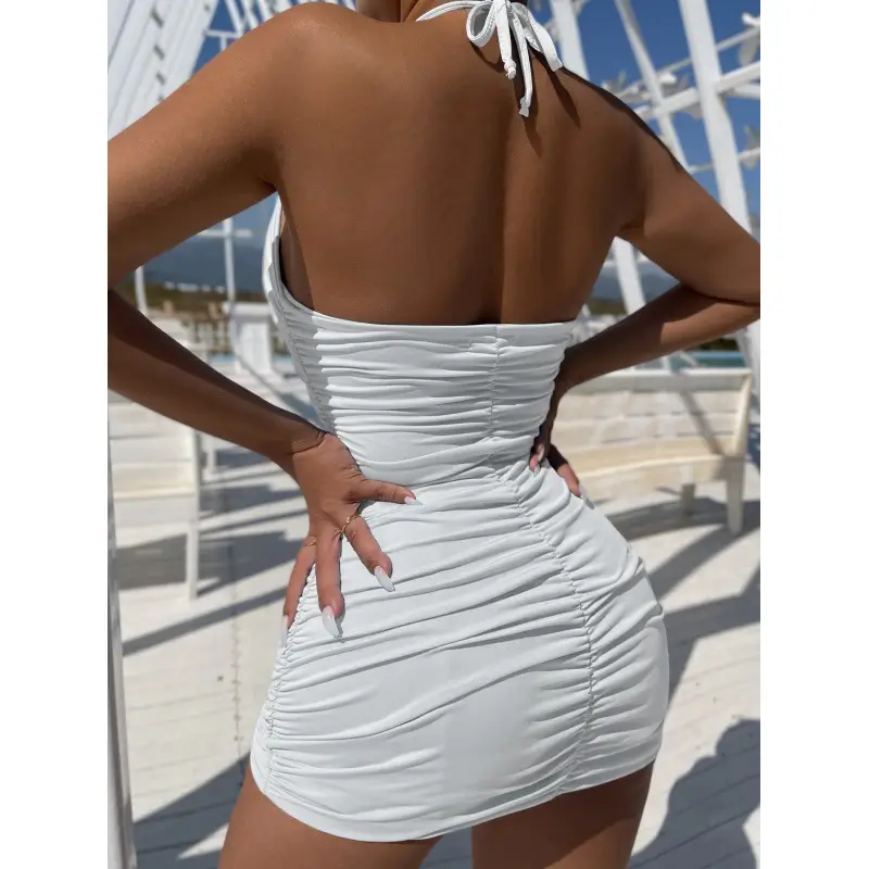 Sexy Backless Hip Dress 2022 Gold Hollow Pleated - Image 9