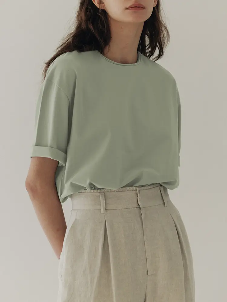 Women Maroon Short Sleeve T-Shirt Basic Style - Image 8