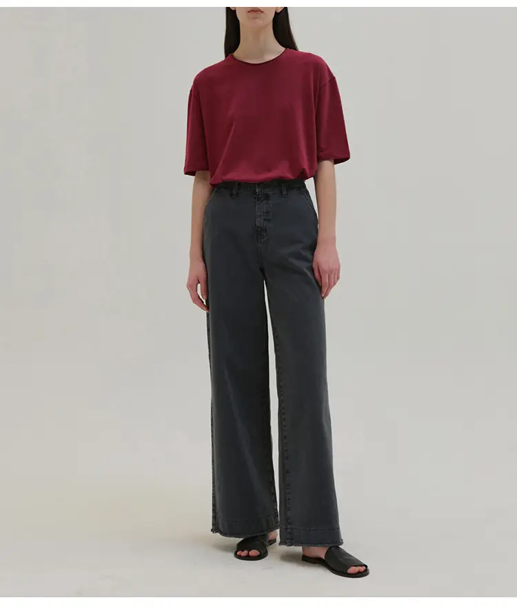 Women Maroon Short Sleeve T-Shirt Basic Style — feature 15