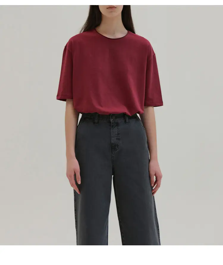Women Maroon Short Sleeve T-Shirt Basic Style — feature 16