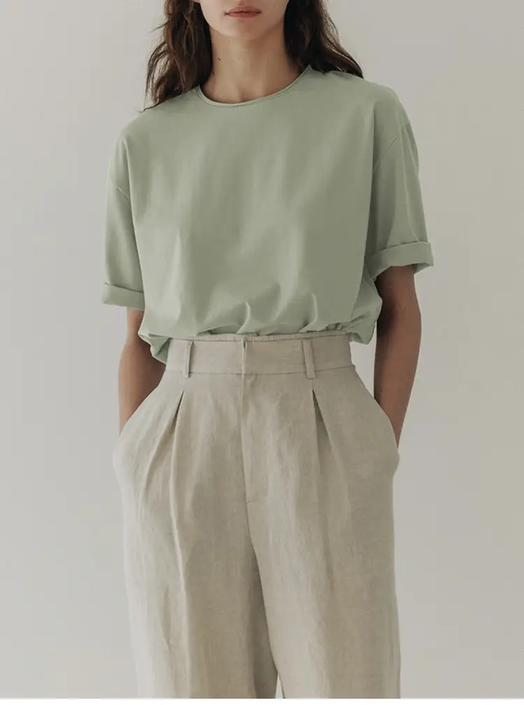 Women Maroon Short Sleeve T-Shirt Basic Style — feature 2