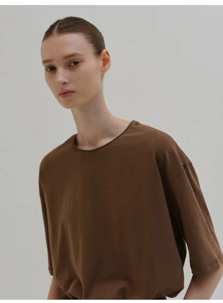 Women Maroon Short Sleeve T-Shirt Basic Style — feature 23
