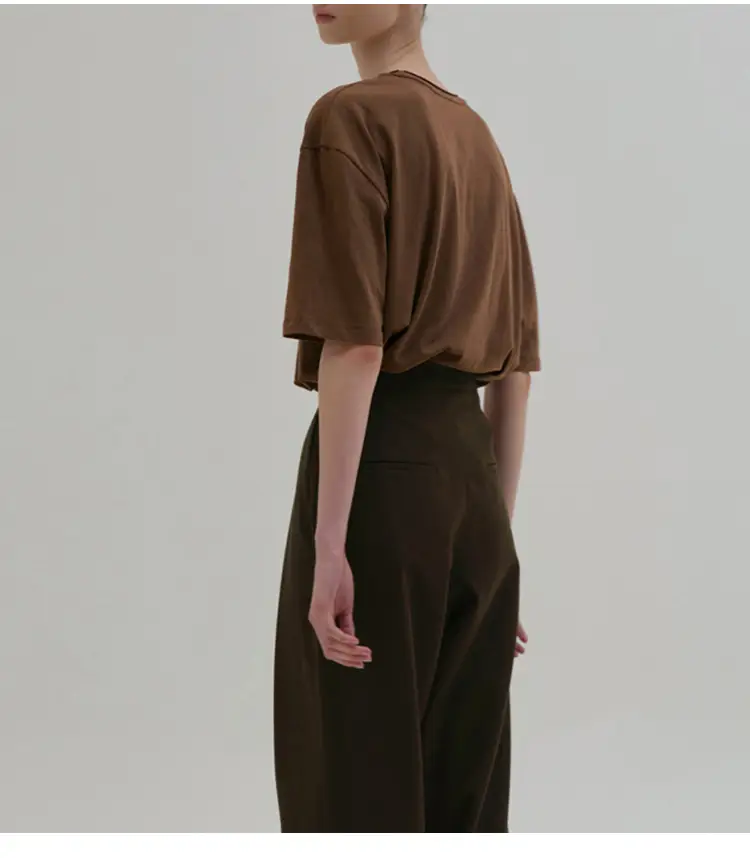 Women Maroon Short Sleeve T-Shirt Basic Style — feature 25