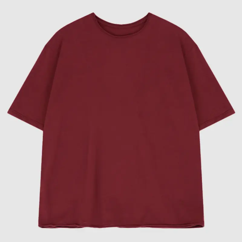 Women Maroon Short Sleeve T-Shirt Basic Style - Image 2