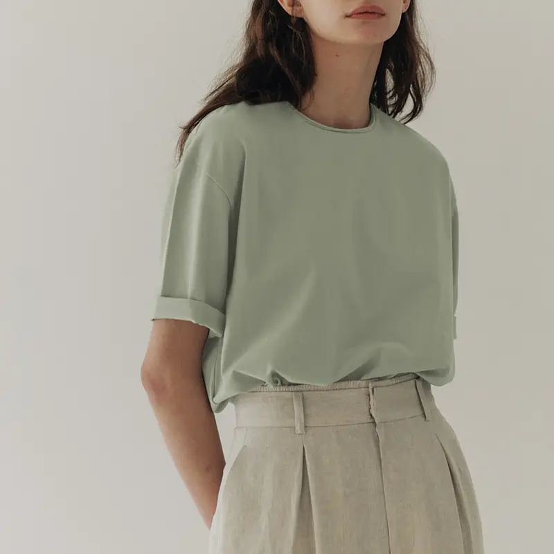 Women Maroon Short Sleeve T-Shirt Basic Style - Image 5