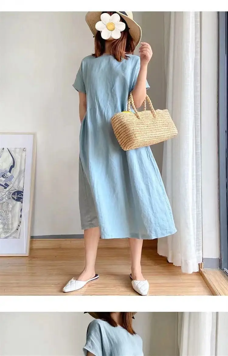Women Cotton Loose Skirt Dress Summer 2022 Large — feature 14