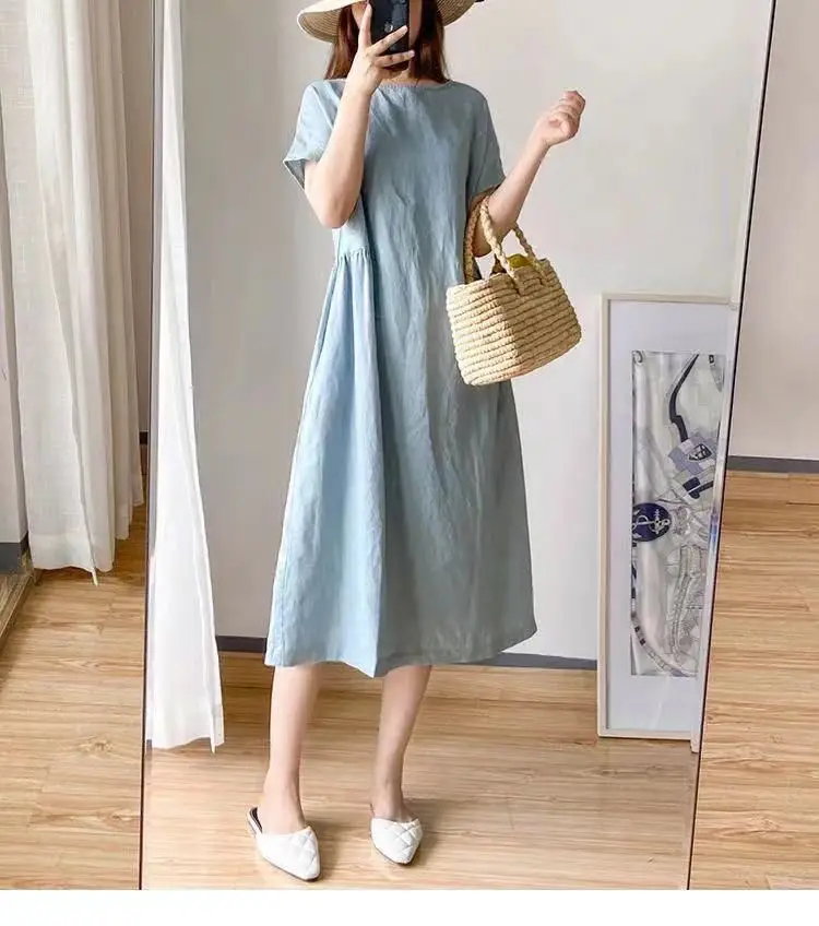 Women Cotton Loose Skirt Dress Summer 2022 Large — feature 17