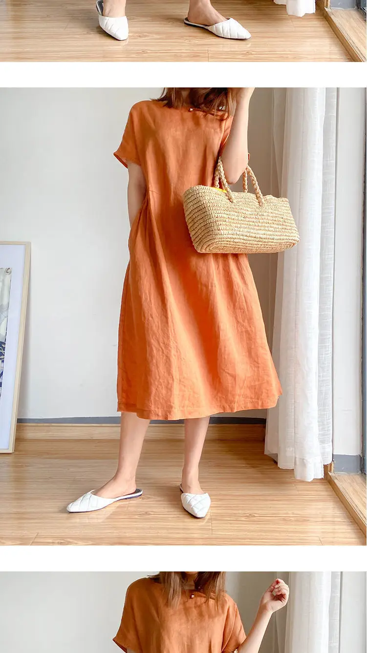 Women Cotton Loose Skirt Dress Summer 2022 Large — feature 3