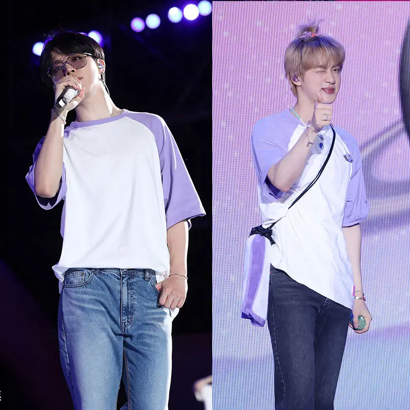 Tian Jiuguo Same Sleeve T-Shirt White Purple