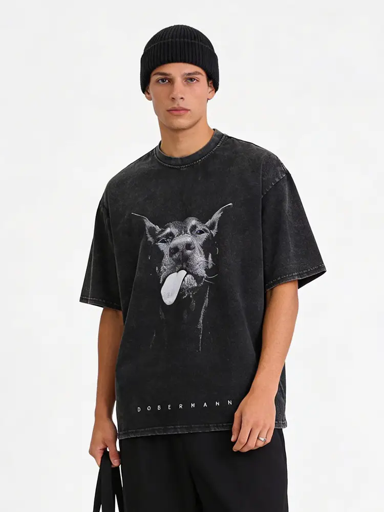 Men Loose Fit Black T-Shirt Round Neck Short Sleeve - Image 6