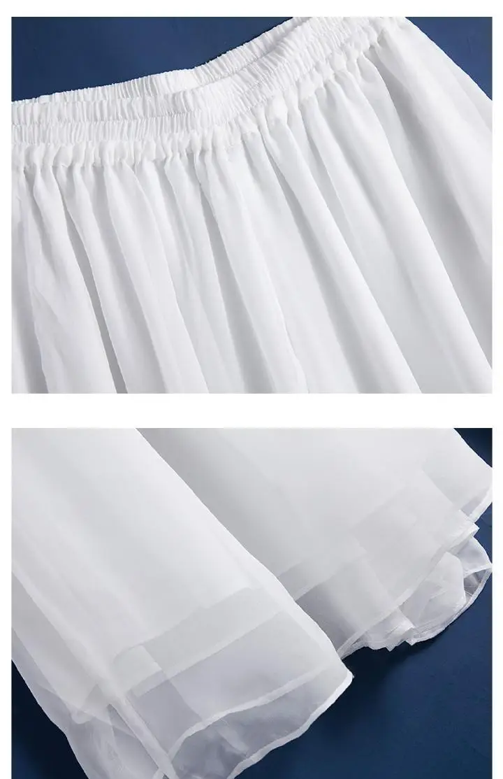 Women's White & Black Chiffon Drape Pants Large — feature 6