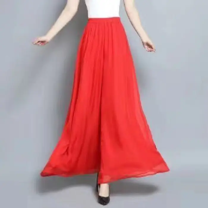 Women's White & Black Chiffon Drape Pants Large - Image 5