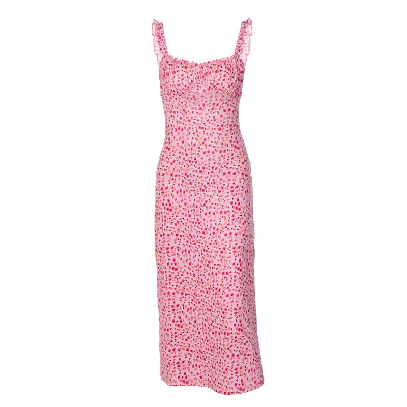 Pink Floral Suspender Skirt Dress for Women - Image 6