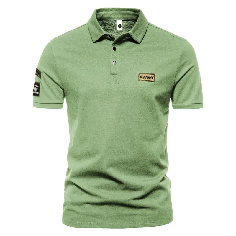 2023 Men Navy Blue Military Style Polo T-Shirt