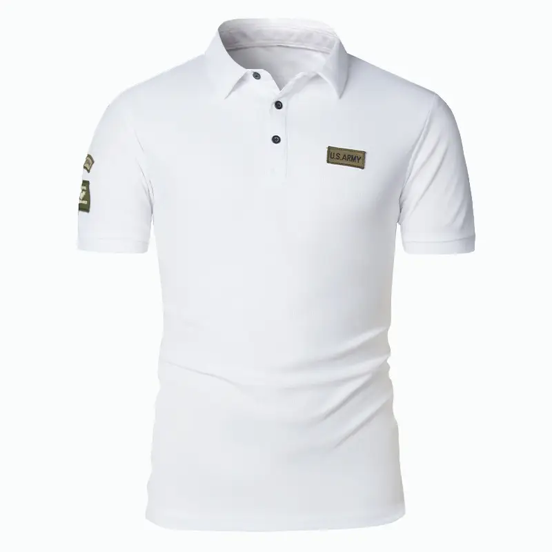 2023 Men Navy Blue Military Style Polo T-Shirt