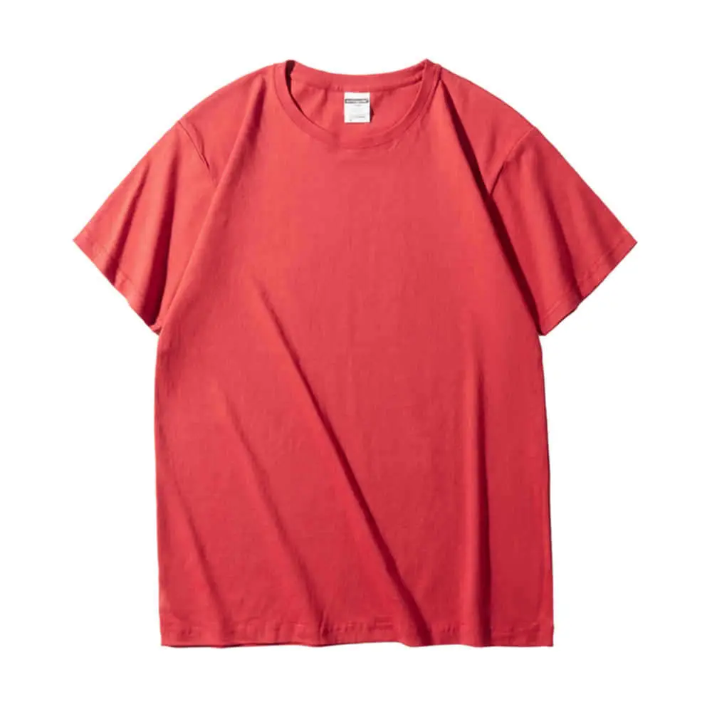 Red Cotton Crew Neck T-Shirt Short Sleeve