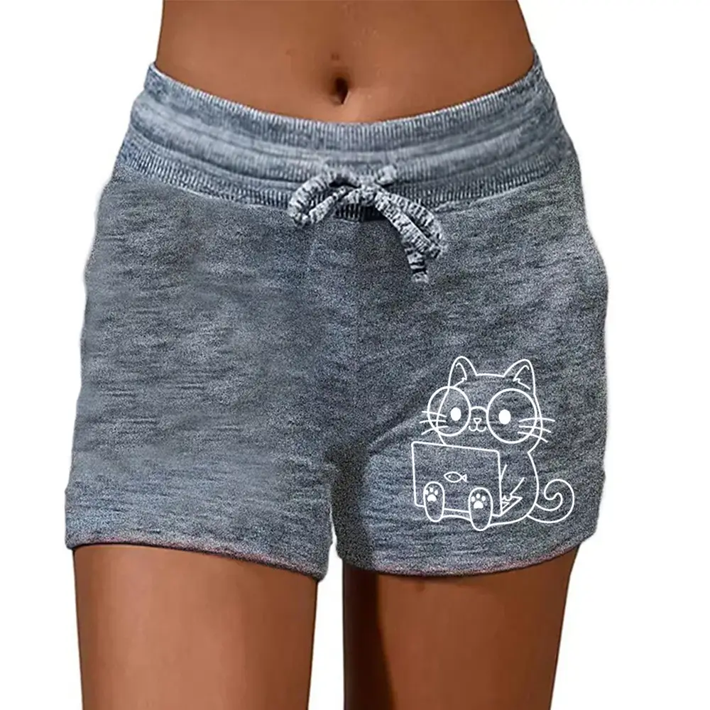 Women Butterfly Printed Gray Yoga Pants Shorts - Image 10