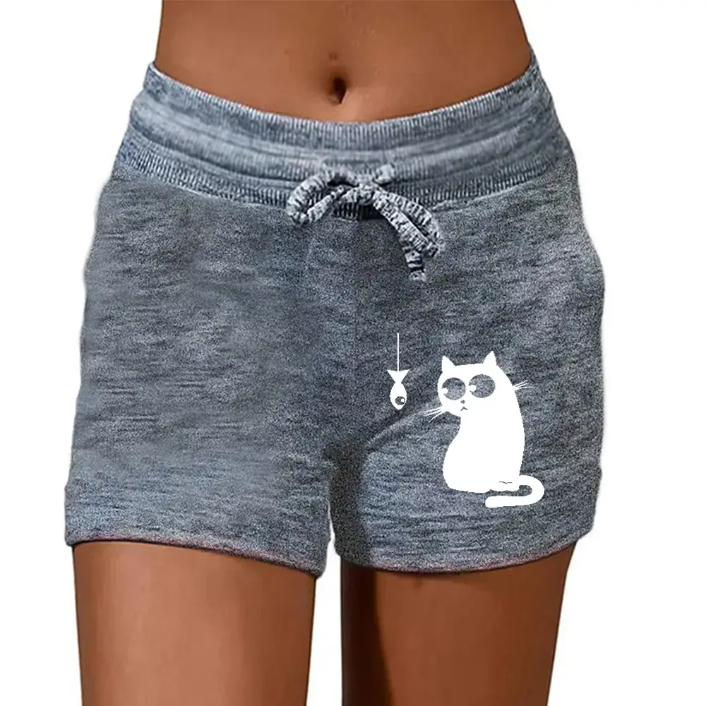 Women Butterfly Printed Gray Yoga Pants Shorts - Image 14