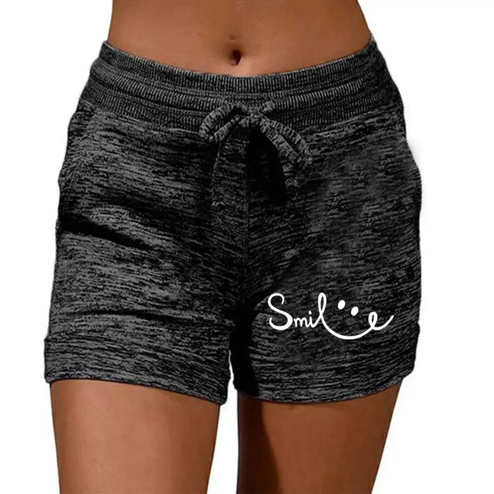 Women Butterfly Printed Gray Yoga Pants Shorts - Image 4