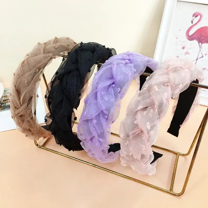 Organza Hairbands for Girls - Multi Color Woven Design - Image 4