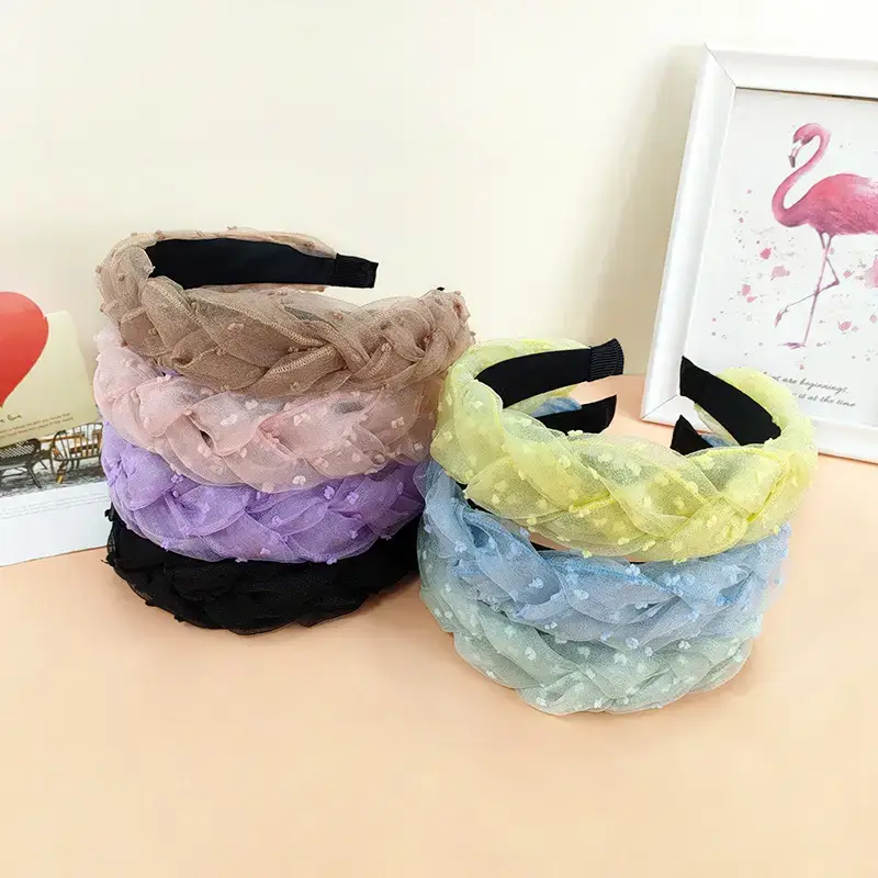 Organza Hairbands for Girls - Multi Color Woven Design - Image 5