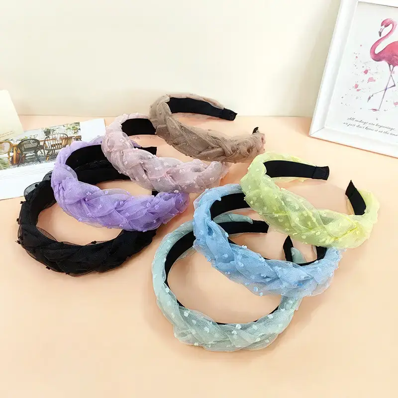 Organza Hairbands for Girls - Multi Color Woven Design - Image 6