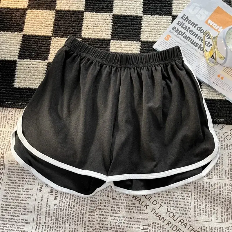 Women Pink Elastic Waist Shorts Running Comfort Loose Summer - Image 7