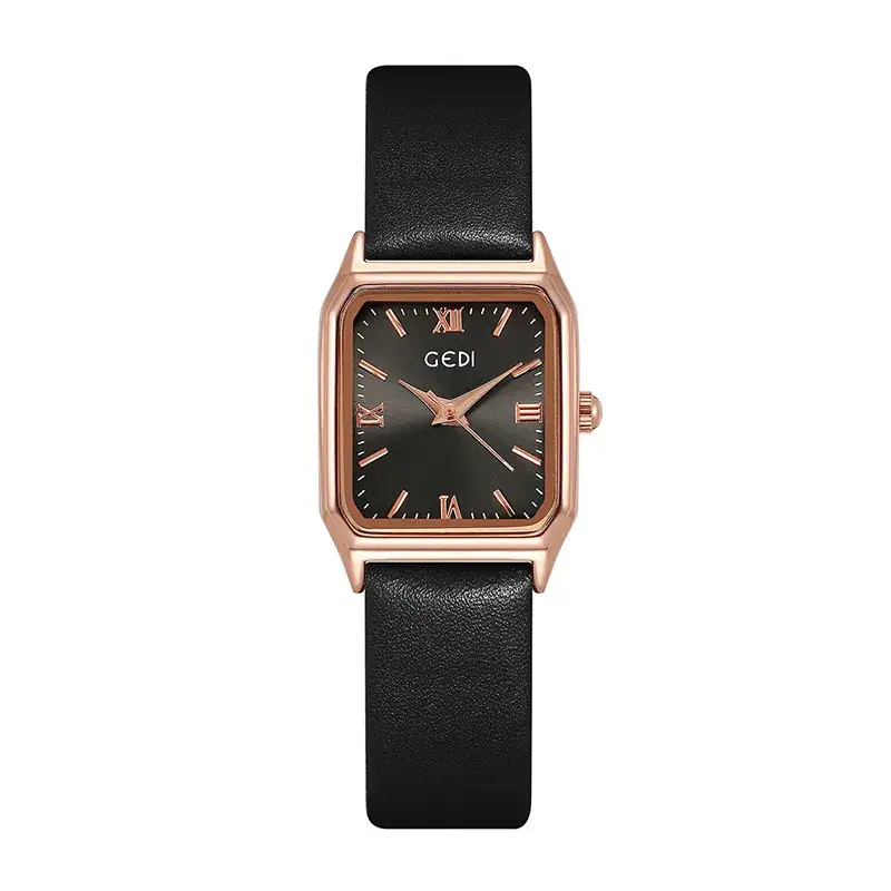 Goldie Fashion Square Watch with Black Strap