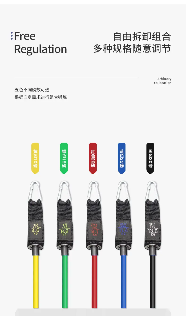 Multifunctional Tensioner 11-Piece Set Tpe Fitness Tension Rope Full Body Training Elastic Rope Sports Resistance Band Set — feature 14