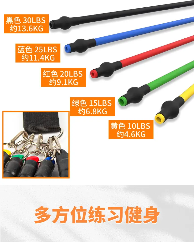 Multifunctional Tensioner 11-Piece Set Tpe Fitness Tension Rope Full Body Training Elastic Rope Sports Resistance Band Set — feature 6