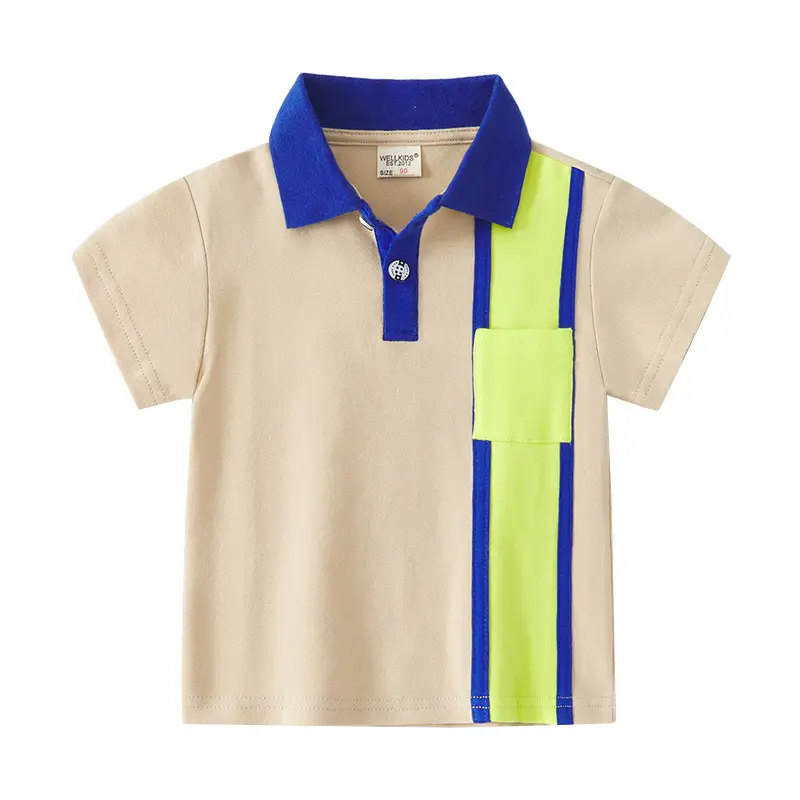 2025 Boys Polo T-Shirt Handsome Plaid Summer Lapel Short Sleeve - Image 5